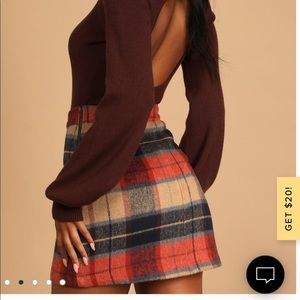 Lulus plaid high waisted mini skirt
